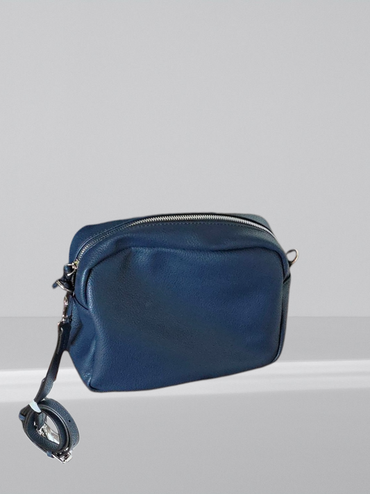 Bolso de piel azul 2 en 1