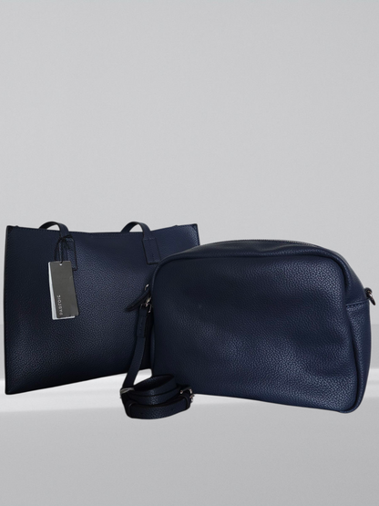 Bolso de piel azul 2 en 1